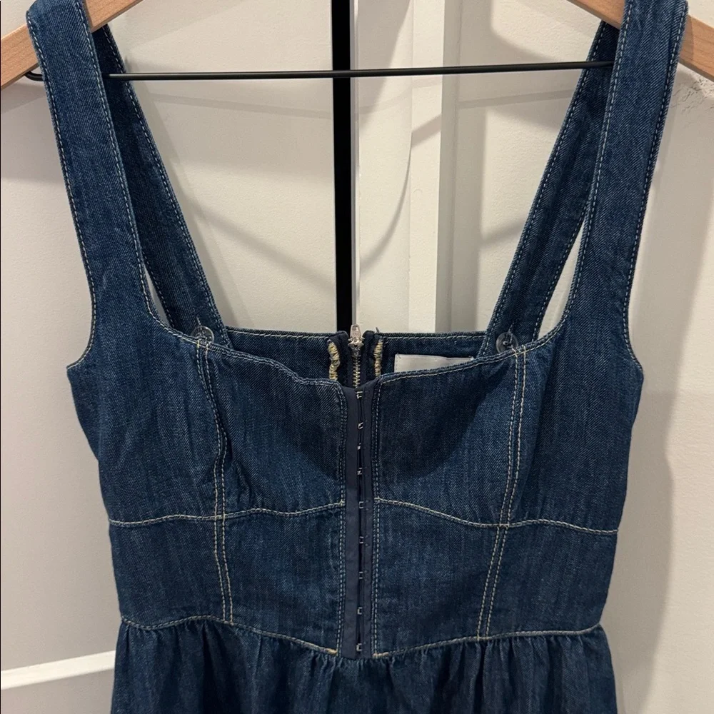 Anthropologie Reformation Tagliatelle Denim Midi Dress 4 NWT $218 - Picture 7 of 11